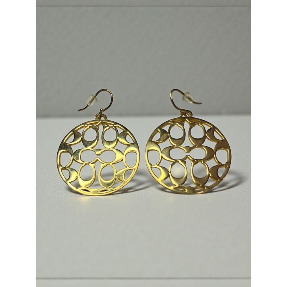 Coach Signature Gold Filigree Necklace, Bangle & Earring Jewelry Set - Picture 5 of 9